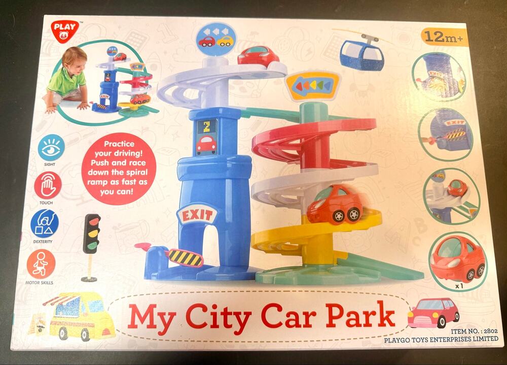 Playgo My City Car Park multi-level spiral ramp for racing the included toy cars
